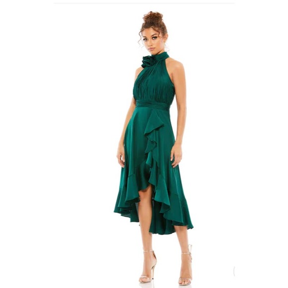 Mac Duggal Dresses & Skirts - Mac Duggal 49488 Halter Neck Flower Ruffled Midi Dress 8